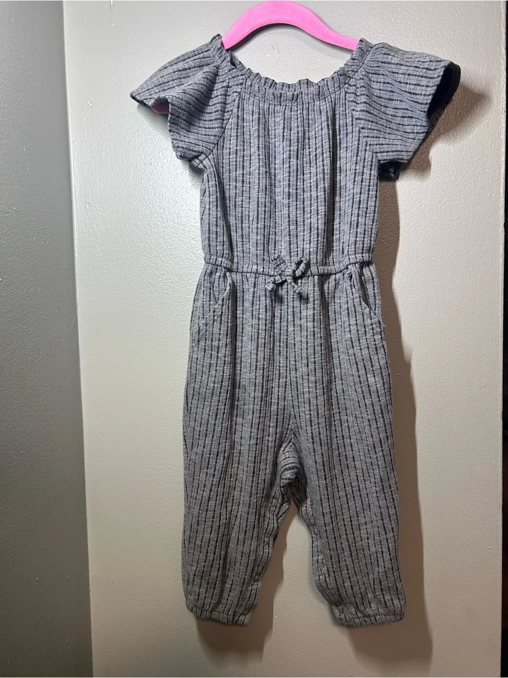 Cat & Jack Gray Striped Girls' Jumpsuit